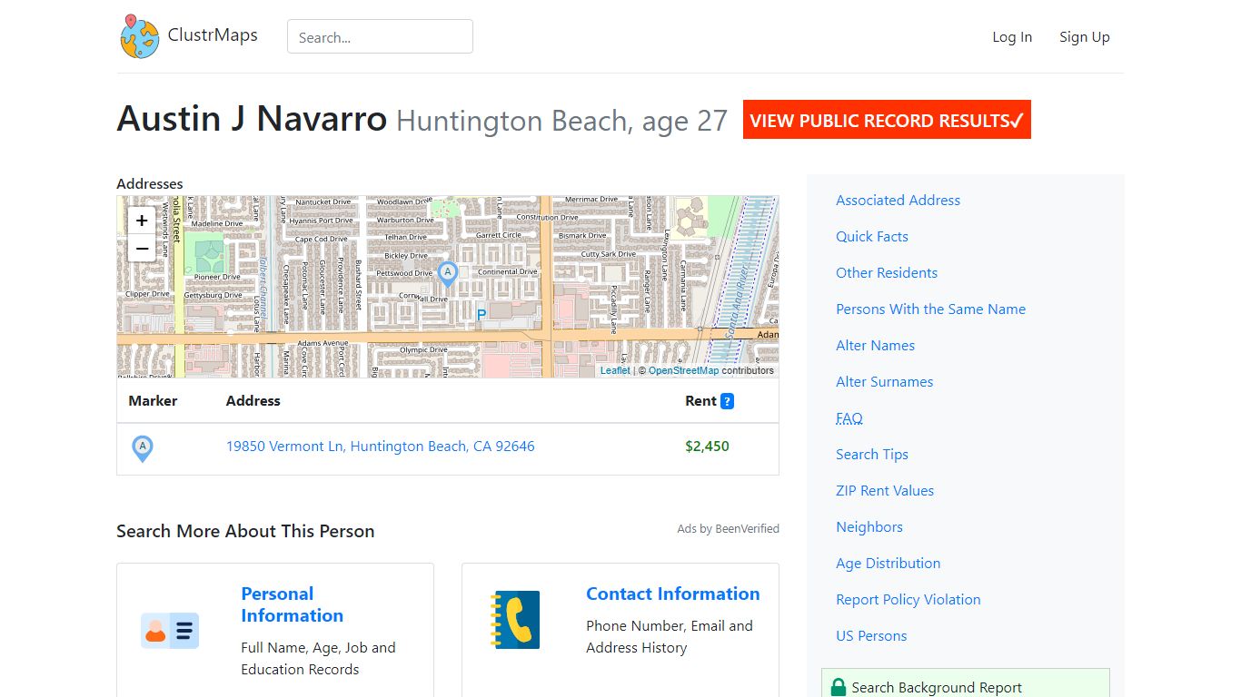 Austin J Navarro, Huntington Beach — Public Records Instantly