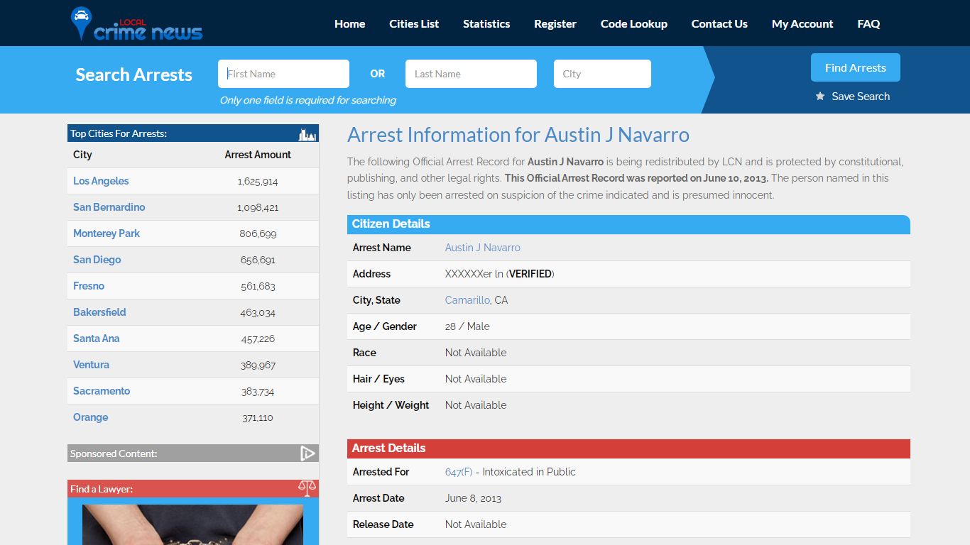 Austin J Navarro Arrest Record Details | Local Crime News in Santa ...